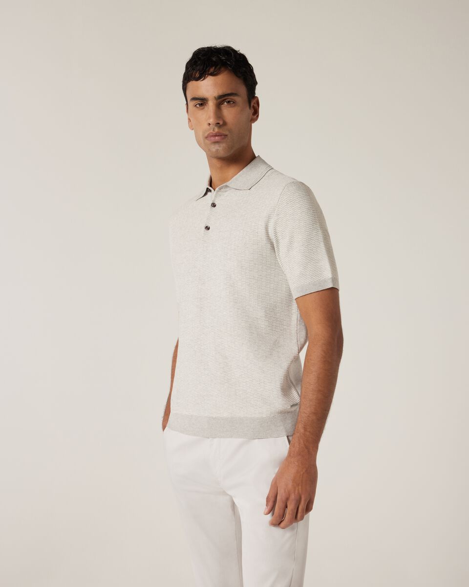 Fashion Polo Knit, Grey Marle, hi-res